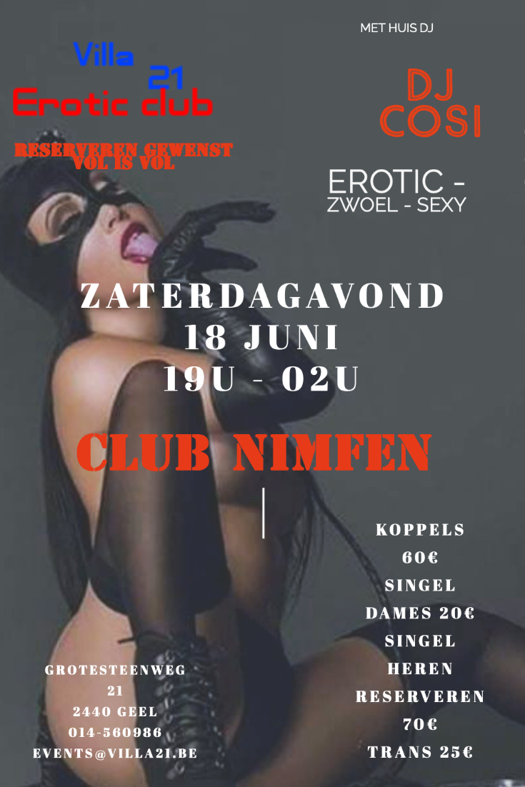 Zaterdag CLUB NIMFEN  SEX PARTY